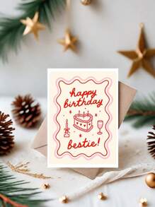 1 pieza Tarjeta de cumpleaños sincera para la mejor amiga con un poema de amor divertido, diseño rosa y blanco - Regalo de cumpleaños ideal de primavera para la mejor amiga, tarjeta de cumpleaños para la mejor amiga | Encantadora estética | Tarjeta de papel