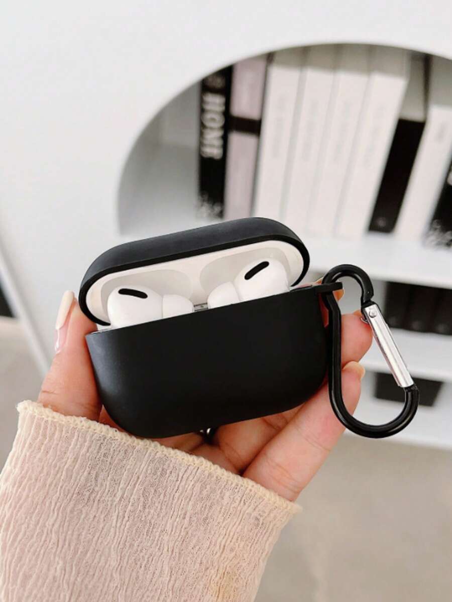 Husă de protecție Apple neagră și husă de protecție pentru căști Bluetooth, vine cu 1 cârlig pentru husa de căști - Compatibilă cu husa AirPod - Negru - Vizualizare 1