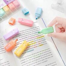 1set,Mini Highlighter,Tiny Markers With Fluorescent Colors Bear Shaped Highlighter,Macaroon Colour Pens,Color Marker, Ledger Pen, Back To School, School Supplies, Cute Kawaii Stationery, Colors For School, Markers, Stationery, Writing Pens, Colored Markers