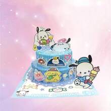 Sanrio New1pcs/ 3pcs Sanrio Birthday Cake And Card DIY Quiet Book 3D Foldable Creative Birthday Card Gift Desktop Decoration (Random Style/DIY Bag Required)