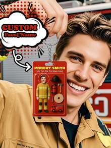 1 pieza Llavero personalizado con efecto 3D de bombero - Figura acrílica personalizada con rostro, nombre y texto - Regalo para bomberos, bomberas, héroes jubilados o papá bombero - Bombero - Ver 4
