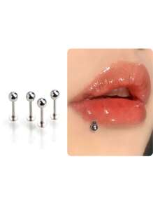 1 Stück medizinische Grad hypoallergene Titan-Stahl flacher Stift, extern mit Gewinde, kugelförmiger 20G/18G Ohrstecker für Knorpel, Augenbraue, Grübchen, 316L Piercing Schmuck, Lippen Ring, Zungenstecker
