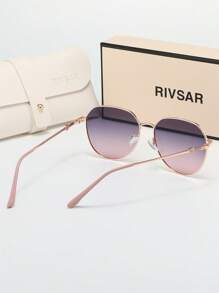 Óculos de sol polarizados redondos elegantes e retrô RIVSAR de metal para mulheres, óculos de sol tipo gatinho para lazer ao ar livre, festa, viagem, reunião, verão, proteção solar de alta qualidade, presente de marca para festivais, presente ideal para o Dia dos Namorados, Natal, Halloween