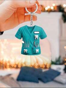 1 件牙医专业服装 2D 钥匙扣亚克力装饰护士医生特别礼物[产品需要手动安装。] 汽车配件包饰学校可爱哥特 Y2k 包挂绳带身份证夹汽车配件包饰圣诞节