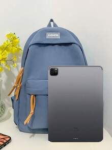 大容量纯色休闲背包，简约自然风格，适合初中、高中和大学生，通勤必备，8种颜色可选，书包/学生包/大学背包，大容量背包，适合学校、大学和旅行。 - 彩色 - 查看 9