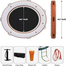 "Inflatable Water Hammock Floating Dock Mesh, 10FT/8FT Sunchill Float Ring Heavy Duty River Floats Lake Raft For Tanning Pool Lounger Float Island Platform Pad Mat Party  Large 10x10FT Inflatable Floating Dock - Inflatable Water Hammock W (4x7FT) Water Floating Island Raft For Lake Boat Pool Ocean - Includes Ladder & Carry Bag" - White - View 6