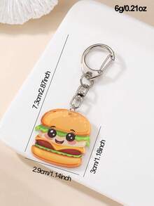 1 pieza/3 piezas Llavero minimalista y elegante con diseño de imitación de comida, como hamburguesa, papas fritas, pizza, brócoli, lechuga. Ideal para amigos, accesorios de Halloween, regalos del Día del Maestro, ideas de regalos de Navidad, adornos para bolsos y autos, para hermanas - Multicolor - Ver 3