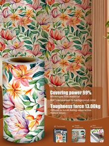 1 卷 1m/3m/5m 复古橙色粉色花叶热带植物可移除自粘接触纸乙烯基壁纸适用于 DIY 家居装饰墙壁、房间、卧室、厨房、客厅、浴室、橱柜、家具墙纸墙贴房间装饰墙贴