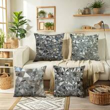 The Best-Selling 3D Printed Series Pillowcase 4-Piece Set, Polyester Short Plush Sofa Cover (Without Pillow Core)