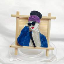 1pc Unique Acrylic Office Worker Handmade Stylish Clothing, Bag, Accessory Brooch