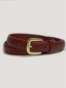 2条/1条针扣女士腰带装饰，适用于牛仔裤、裙子、长裤，纤细1.8厘米极简腰带，纯色休闲复古PU皮女士腰带，四季皆宜