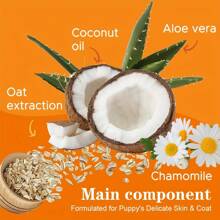 Shampooing pour animaux de compagnie 3-en-1 avec vitamine E - nettoie en profondeur et nourrit, élimine la saleté et l'huile, améliore la peau sèche et rugueuse de couleur beige clair, hydrate pour les chiens et les chats, utilisation quotidienne, formule nettoyante, ingrédients nourrissants