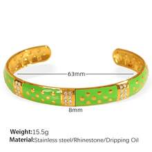 1 件不锈钢 18K 多层珍珠珐琅手镯，简约设计，时尚适合派对、约会、办公室佩戴 - 金黃色 - 查看 19