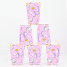 10pcs/20pcs/50pcs Purple Butterfly Pattern Party Popcorn Boxes Food & Snack Containers Potato Chips & Candy Boxes Birthday Party Decor & Family Movie Night Snack Boxes For Butterfly Birthday Party Decorations Wedding Decoration Summer Party Supplies