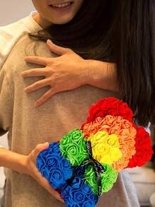 2/1pc, 9.25*15.5inch Rose Bear Figurine Mini Foam Bear Cute Home Decor, Romantic Artificial Flower Design, Suitable For Mother's Day, Father's Day, Graduation, Valentine's Day, Wedding Party, Birthday, Window & Tabletop Decor, Perfect Gift For Family & Friends - Multicolor - View 10