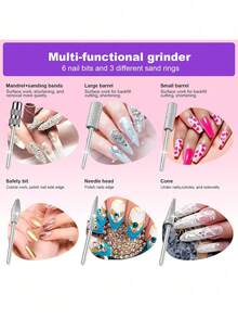 Professional Nail Art Drill Set, Electric Nail Drill Machine, Nail Grinding Machine, Gel Exfoliating Machine, Nail Grinding, Filing And Polishing Tools - US A Type Plug(110-127V) - View 6