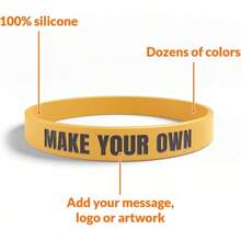 Custom Wristbands For Events Fundraisers Promotions Add Text Icons Logos Bulk Rubber Bracelets Classic 1 2 100 Silicone