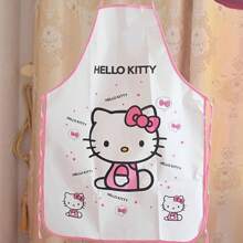 Sanrio 1pc Adjustable Hello Kitty Apron - Adorable Cartoon Design With Pink Bow And Whiskers, Easy To Clean And Durable, Suitable For Cooking, Baking, Painting And Crafting, Hello Kitty Theme