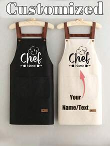 1pc Customized Black Kitchen Cooking Apron, Modern Polyester Oil-Proof Apron, Black Kitchen Apron, Polyester Apron For Garden, Kitchen And Housework Perfect For Home, Restaurant, And Kitchen Cooking - Multicolor - View 12