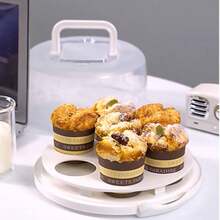 1pc Minimalist Transparent Dust-Proof Cake Box, 7-Slot Cupcake Holder, Portable & Reusable Food Storage Container - Multicolor - View 2