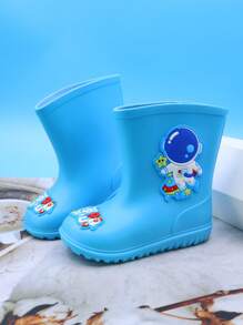 1 Pair Cartoon Astronaut Design Children Rain Boots, Lightweight Comfortable Non-Slip Outdoor Sports Waterproof Boots For Boys And Girls, Suitable For Rainy Days And School Activities