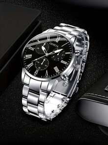 2pcs/Set Quartz Watch Set For Men Women Elegant Fashion Watch, Couple Watch With Soft Stainless Steel Strap, Suitable For Daily Wear And Valentine's Day Gift