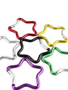 1/2/4/5/6pcs Aluminum Star-Shaped Carabiner, Creative Spring Hook Keychain, Outdoor Camping Hiking Accessories - Silver - View 9
