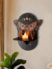 1 pieza de Estantería de pared montada creativa y minimalista (los clavos no están incluidos), disponible en múltiples estilos: libélula, hoja de plátano, mariposa, loto - Accesorio colgante de decoración de pared, estantería de almacenamiento pequeña de madera de bricolaje