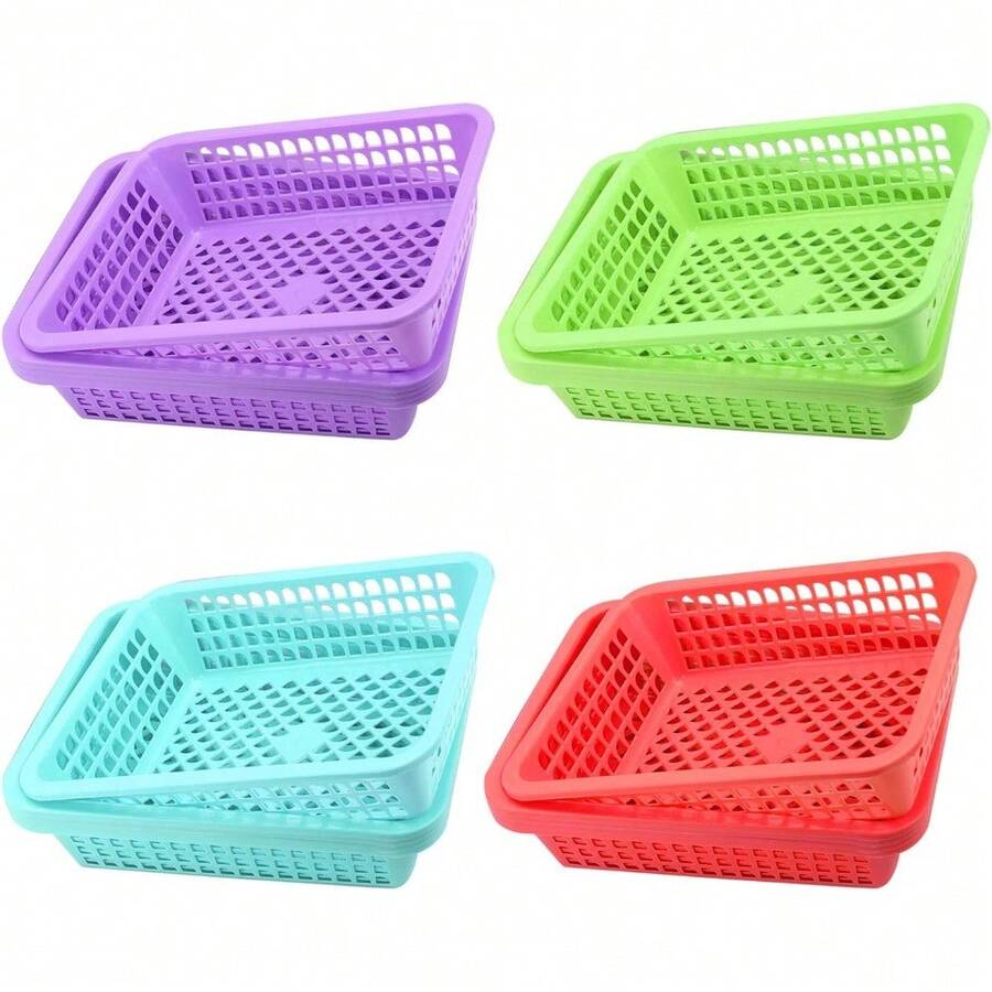 20 Pack Classroom Storage Baskets,10 X 7 X 2.5 Inch Colorful Stackable Desktop Plastic Storage Organizer Tray, Pen Pencil Paper Organizer Tray For School Office Library - 1 - View 1