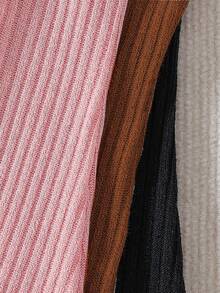 3pcs/Pack Girls Flared Pants Set, Casual Comfy Ribbed Knit, Sweet Cute Flared Pants, Suitable For Spring & Summer - Brown - View 4