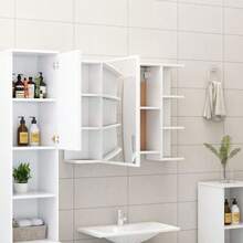 Mirror Cabinet White Engineered Wood, Acrylic Medium-9831 - Multicolor - View 3