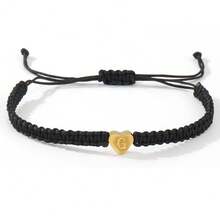 1 件个性化首字母心形手链，情侣字母姓名手链礼物，友谊珠宝，可调节男女通用设计，适合男朋友、女朋友、最好的朋友周年生日礼物