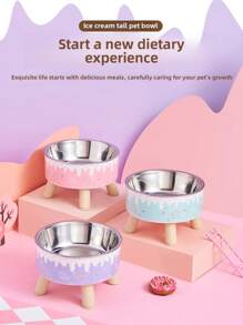 1pc/2pcs/3pcs Stainless Steel Elevated Pet Bowls With Sturdy Stand, Anti-Slip & Anti-Spill, Large Capacity For Cat And Dog Food And Water