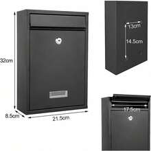 Trintion Letter Box 32 X 21.5 X 8.5cm Post Box Wall Mounted Steel Mail Box Parcel Delivery Box Lockable Letter Weatherproof Post Box With 2 Keys Stylish Letterbox For Keep Your Mail (Black) - Black - View 8