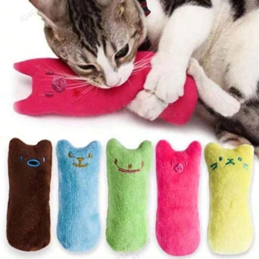 20pcs/10pcs/5pcs/1pc Thumb Mint Cat Toy Pet Plush Catnip Toy Expression Thumb Toy With Sound Paper Grinding Teeth Teasing Cat Toy Soft And Comfortable Built-In Sound Funny Cat Toy - Multicolor - View 1