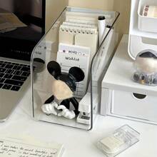 3pcs Transparent Desktop File Organizer - Multi-Purpose Bookshelf & Stationery Storage Box With Non-Slip Base, Clear Acrylic Document Holder - For Office Desk, Home Study, School Supplies Organization - Modular Paper Tray - Workspace Declutter Tool - Book Display Stand - Office Essentials - Minimalist Desk Organizer,Back To School