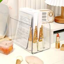 3pcs Transparent Desktop File Organizer - Multi-Purpose Bookshelf & Stationery Storage Box With Non-Slip Base, Clear Acrylic Document Holder - For Office Desk, Home Study, School Supplies Organization - Modular Paper Tray - Workspace Declutter Tool - Book Display Stand - Office Essentials - Minimalist Desk Organizer,Back To School