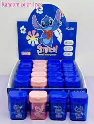 Disney 1/2/5pcs Disney Stitch-Themed Creative Cartoon Dual-Hole Pencil Sharpener With A Trash Can Design, Portable And Suitable For Everyday Office And School Use, Available For Wholesale. Back To School