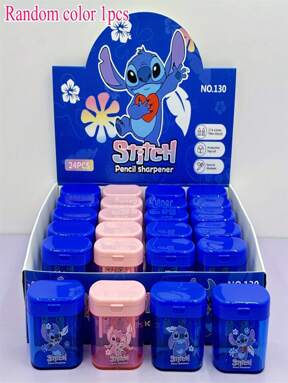 Disney 1/2/5pcs Disney Stitch-Themed Creative Cartoon Dual-Hole Pencil Sharpener With A Trash Can Design, Portable And Suitable For Everyday Office And School Use, Available For Wholesale. Back To School