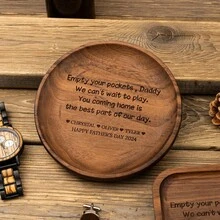 Personalized Valet Tray For Dad, Father's Day Gift, Catch All Table Tray, Birthday Gifts For Dad, Custom Valet Tray, Engraved Key Tray, Empty Your Pockets Daddy, Custom Engraved Wood Tray, Custom Wood Catchall, Personalized Valet Tray For Men - Multicolor - View 7