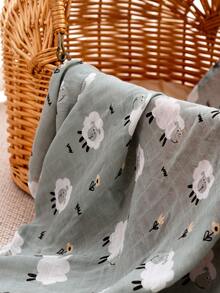 1 件平纹细布婴儿毯，纯棉新生儿接收毯，尺寸完美，适合男孩和女孩的柔软婴儿毯（绵羊、鹅、熊）