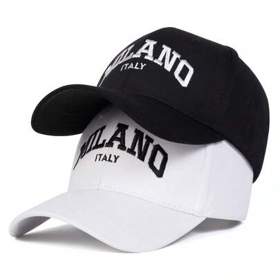 1pc Men's MILANO ITALY Embroidered Letter Baseball Cap, Street Fashion Casual Hat For Spring/Autumn Outdoor, Travel, Beach Vacation