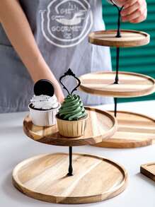 Creative European-Style Dessert Kitchen Restaurant Double-Layer Three-Layer Cake Tray Wooden Dessert Table Decoration Tray Cake Dessert Rack Party Hotel Tray Fruit Plate