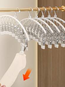 1 Peça Pregador de Roupa Aleatório de Aço Inoxidável, Clipe Multiuso À Prova de Vento para Meias, Cabide de Roupa em Formato de Arco, Economiza Espaço, Multiuso para Roupas Íntimas, Calças de Ioga, etc. Clipe de Secagem, Secador de Roupas de Verão para Cima e Embaixo, Cabide Organizador com 10 Clipes, Adequado para Casa, Escola, Hotel e Acessórios de Viagem, Temporada de Volta às Aulas, Acessórios Domésticos