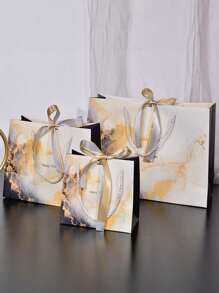 1/3 pièces Sacs cadeaux réutilisables avec nœud ruban, sacs cadeaux en papier de luxe avec poignées. Disponible en 2 couleurs. Convient pour les mariages, les fêtes, les cadeaux de la Saint-Valentin (sans scellage par défaut, ruban haut de gamme intégré), Noël