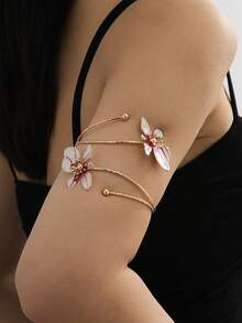 1 件女士不对称花卉袖口手链，适合派对、婚礼、节日、送给朋友和家人的迷人配饰