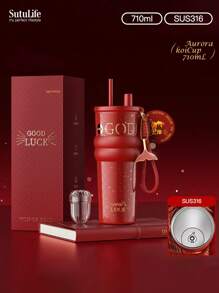 Vaso térmico de gran capacidad de 500ml/700ml/710ml - Taza de café de acero inoxidable con tapa, vaso de viaje para bebidas calientes y frías, compatible con portavasos de coche, material, tapa con boquilla y soporte para pajita, banda de silicona antideslizante para sujetar, portátil para exteriores, camping, oficina, regalo de botella de agua para novia, estudiante, vuelta al cole para niños
