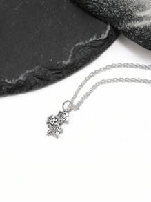 Luxurious And Elegant Pure Silver Necklace Paired With Vintage Gothic Star Shaped Pure Silver Necklace, Suitable For Both Men And Women
