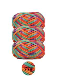 3 pièces Ruban de satin en polyester, environ 300g, mélange multicolore de fil doux en tissu - pour pantoufles au crochet DIY, sacs, panier de rangement (design d'emballage assorti)