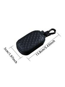 1pc Universal Key Fob Cover Car Key Case Protector, PU Leather Car Keychain Holder Metal Hook Key Ring Zipper Bag For Remote Key Fob, Stylish Key Accessory, Car Key Case Car Accessories Bag Charm School